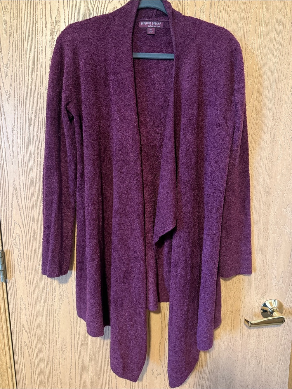 Barefoot Dreams Cozy Chic Lite Deep Plum Open-Front Cozy Draped Cardigan